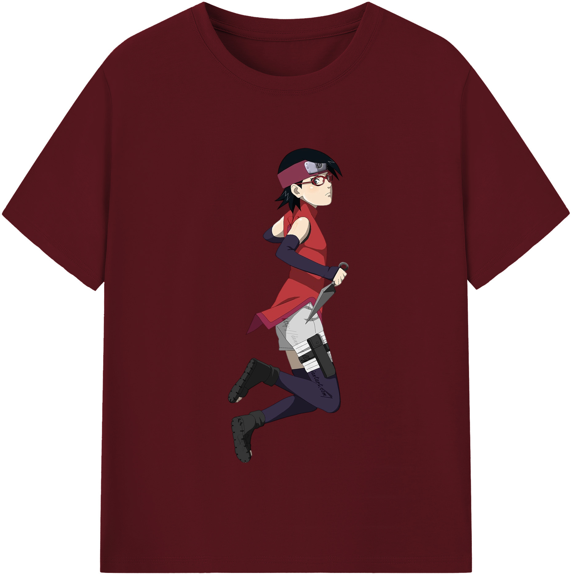 （画像用） NARUTO -ナルト- うちは サラダ Uchiha Sarada 綿100％半袖Tシャツ（フロントプリント）